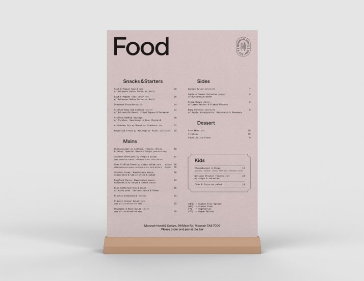 Single Page Menu---On Stand---Caroline